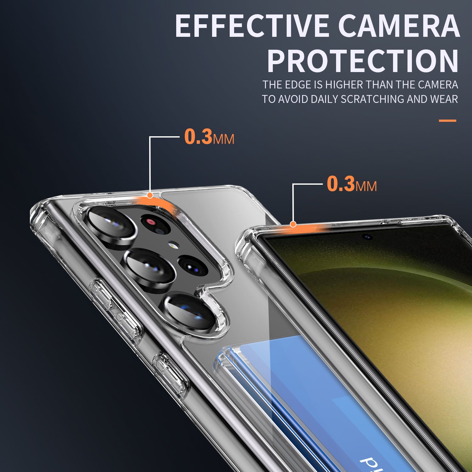 For Samsung Galaxy S23 Ultra Card Holder Clear Phone Case TPU + Acrylic Anti-drop Cover For Samsung Galaxy S23 Ultra Card Holder Clear Phone Case TPU + Acrylic Anti-drop Cover